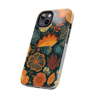 Fall Florals Navy Blue and Orange Tough Phone Cases! Fall Vibes!