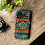 Turquoise Aztec Tough Cases! Cellphone Cases! Multiple Sizes Available! Apple iPhone, Samsung Galaxy, and Google Pixel devices!