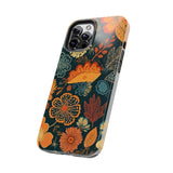 Fall Florals Navy Blue and Orange Tough Phone Cases! Fall Vibes!