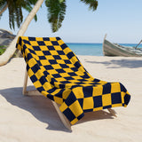 Yellow and Black Plaid 100 Percent Cotton Backing Beach Towel! Free Shipping!!! Gift to a Friend! Travel in Style!