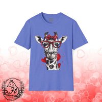 Valentines Day Giraffe Heart Unisex Graphic Tee!  All New Heather Colors!!!