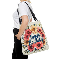 Happy Birthday Floral Tote Bag! Re-use/Re-cycle!