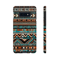 Teal and Orange Aztec Tough Cases! Cellphone Cases! Multiple Sizes Available! Apple iPhone, Samsung Galaxy, and Google Pixel devices!