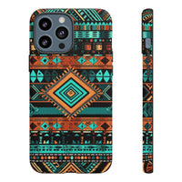 Turquoise Aztec Tough Cases! Cellphone Cases! Multiple Sizes Available! Apple iPhone, Samsung Galaxy, and Google Pixel devices!