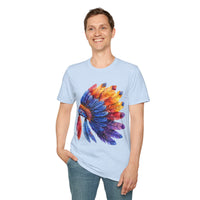 Indian Head Dress Colorful Rainbow Unisex Graphic Tees! Summer Vibes! All New Heather Colors!!! Free Shipping!!!