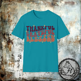 Thankful Grateful Blessed Thanksgiving Fall Vibes Retro Unisex Graphic Tees!