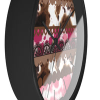 Western Pink Cow Print Wall Clock! Perfect For Gifting! Free Shipping!!! 3 Colors Available!