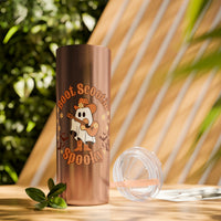 Boot Scootin Spooky Retro Ghost Printed Skinny Tumbler with Straw, 20oz! Multiple Colors! Halloween!