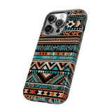 Teal and Orange Aztec Tough Cases! Cellphone Cases! Multiple Sizes Available! Apple iPhone, Samsung Galaxy, and Google Pixel devices!