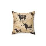 Western/Boho Smoke Brown Bull Print Square Pillow!