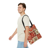 Red and Brown Florals Fall Vibes Tote Bag!