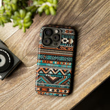 Teal and Orange Aztec Tough Cases! Cellphone Cases! Multiple Sizes Available! Apple iPhone, Samsung Galaxy, and Google Pixel devices!