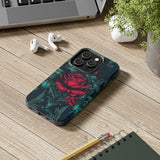 Stained Glass Teal and Roses Gothic Inspired Halloween Tough Phone Cases! Fall Vibes!