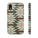 Teal and Brown Aztec Tough Cases! Cellphone Cases! Multiple Sizes Available! Apple iPhone, Samsung Galaxy, and Google Pixel devices!