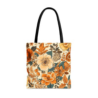 Golden Denim Florals Fall Vibes Tote Bag!