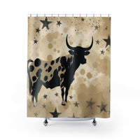 Light Brown Western Cow and Stars Shower Curtains!
