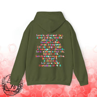 Love is Patient and Kind 1 Corinthians 13: 4-8 Back Designs Unisex Heavy Blend Hooded Sweatshirt! Free Shipping!!!