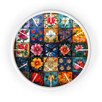 Boho Floral Quilt in Navy Print Wall Clock! Perfect For Gifting! Free Shipping!!! 3 Colors Available!