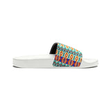 Hippie Stripes Blue and Purple Summer Beach Slides, Women's PU Slide Sandals! Free Shipping!!!