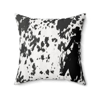 Western/Boho Black Cow Girl Cow Print Square Pillow!