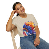 Indian Head Dress Colorful Rainbow Unisex Graphic Tees! Summer Vibes! All New Heather Colors!!! Free Shipping!!!