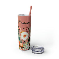 Custom Name Personalized Botanical Garden Tumblers Skinny Tumbler with Straw, 20oz! Multiple Colors Available!