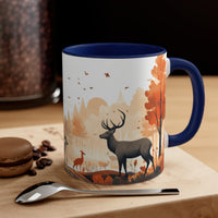 Autumn Orange and Black Deer Antler Forest Accent Coffee Mug, 11oz! Multiple Colors Available! Fall Vibes!