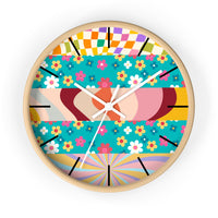 Groovy Floral Quilt in Teal and Pink Print Wall Clock! Perfect For Gifting! Free Shipping!!! 3 Colors Available!