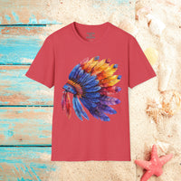 Indian Head Dress Colorful Rainbow Unisex Graphic Tees! Summer Vibes! All New Heather Colors!!! Free Shipping!!!