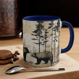 Black Bear Acid Wash Greyscale Accent Coffee Mug, 11oz! Multiple Colors Available! Fall Vibes!