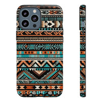 Teal and Orange Aztec Tough Cases! Cellphone Cases! Multiple Sizes Available! Apple iPhone, Samsung Galaxy, and Google Pixel devices!