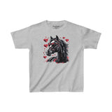 Valentines Day Black Horse Red Hearts Kids Heavy Cotton Tee! Foxy Kids! Free Shipping!