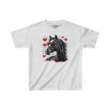 Valentines Day Black Horse Red Hearts Kids Heavy Cotton Tee! Foxy Kids! Free Shipping!