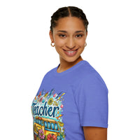 The Teacher Floral School Bus Unisex Graphic Tees! All New Heather Colors!!! Free Shipping!!! Back To School!