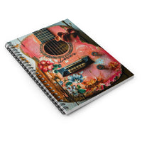 Valentines Day Lover Floral Pink Guitar Spiral Notebook - Ruled Line! Perfect For Gifting!