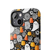 Spider Webs and Candy Corn Little Ghost Halloween Tough Phone Cases! Fall Vibes!