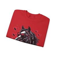 Valentines Day Black Horse Red Hearts Edition Unisex Sweatshirt! Retro! Free Shipping!!!