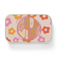 Good Vibes Retro Pink Floral Bento Lunch Box! Free Shipping!!! Great For Gifting! BPA Free!