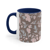 Boho Grey and Pink Florals Accent Coffee Mug, 11oz! Free Shipping! Great For Gifting! Lead and BPA Free!