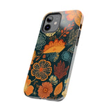 Fall Florals Navy Blue and Orange Tough Phone Cases! Fall Vibes!