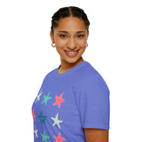 Pink and Blue Star Fish Medley Unisex Graphic Tees! Summer Vibes! All New Heather Colors!!! Free Shipping!!!