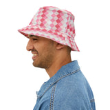 Retro Pink Plaid Unisex Bucket Hat! Free Shipping! Made in The USA!