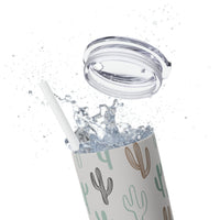 Western/Boho Inspired Neutral Cactus Skinny Tumbler with Straw, 20oz!