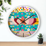 Groovy Floral Quilt in Teal and Pink Print Wall Clock! Perfect For Gifting! Free Shipping!!! 3 Colors Available!