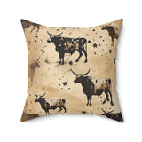 Western/Boho Smoke Brown Bull Print Square Pillow!