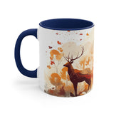 Autumn Orange and Black Deer Past and Future Accent Coffee Mug, 11oz! Multiple Colors Available! Fall Vibes!