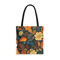 Golden Navy Denim Florals Fall Vibes Tote Bag!