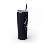 Creep It Real Retro Skateboard Ghost Halloween Printed Skinny Tumbler with Straw, 20oz! Multiple Colors!