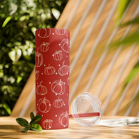 Polka Dot Pumpkin Thanksgiving Fall Vibes Skinny Tumbler with Straw, 20oz! Multiple Colors Available!