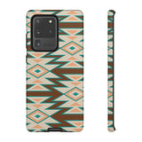 Teal and Brown Aztec Tough Cases! Cellphone Cases! Multiple Sizes Available! Apple iPhone, Samsung Galaxy, and Google Pixel devices!